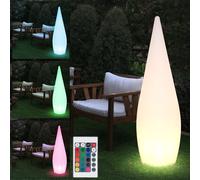 Lampadaire d'extérieur RGB LED lampe de terrasse à intensité variable jardin avec télécommande, plastique blanc, variateur changeur de couleur, H 120 cm