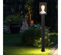 Borne lumineuse E27 éclairage de chemin extérieur noir Eclairage extérieur sur pied de jardin, aluminium moulé sous pression plastique transparent, 1x E27, LxlxH 10x10x100 cm