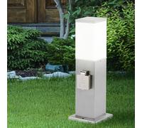 Lampadaire extérieur avec prise lampe d'extérieur avec prise jardin prise avec lumière, 2x douille en acier, 1x E27, H 36 cm, jardin