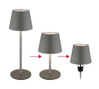 Lampe d'extérieur Lampe de table Batterie Touchdimmer Rehausse bouteille CCT, gris, USB-C, LED 3W 200Lm blanc chaud-froid, DxH 11,5x36 cm