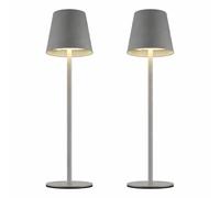 Lampe d'extérieur Lampe de table Batterie Touchdimmer Rehausse bouteille CCT, gris, USB-C, LED 3W 200Lm blanc chaud-froid, DxH 11,5x36 cm, 2er Set