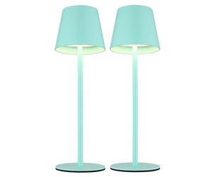 Lampe d'extérieur Lampe de table Batterie Touchdimmer Rehausse bouteille CCT, menthe, USB-C, LED 3W 200Lm blanc chaud-froid, DxH 11,5x36 cm, 2er Set