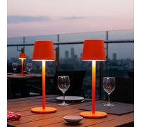 Lampe d'extérieur Lampe de table Batterie Touchdimmer Rehausse bouteille CCT, orange, USB-C, LED 3W 200Lm blanc chaud froid, DxH 11,5x36 cm, 2er Set