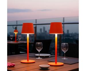Lampe d'extérieur Lampe de table Batterie Touchdimmer Rehausse bouteille CCT, orange, USB-C, LED 3W 200Lm blanc chaud froid, DxH 11,5x36 cm, 2er Set