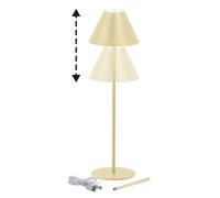Lampe d'extérieur Lampe de table Batterie Touchdimmer sable, métal, USB-C, LED 2W 190Lm blanc chaud, DxH 14x36 cm