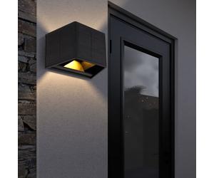 Lampe d'extérieur lampe solaire applique murale d'extérieur spot mural LED lampe de façade lampe de jardin LED noir, éclairage haut et bas, 6W 40lm blanc chaud 3000K, LxH 15,4x9,9 cm