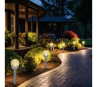 Lampe D'Extérieur Lampe Solaire Jardin Argent Inox LED Pointe Hauteur 34,5cm 6x