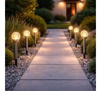 Lampe D'Extérieur Lampe Solaire Jardin Argent Inox LED Pointe Hauteur 34,5cm 6x