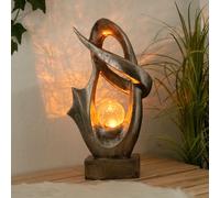 Lampe d'extérieur lampe solaire jardin patio bronze, effet flamme LED verre craquelé résistant aux intempéries, 1x LED 3000K, LxlxH 25,5x11x45 cm