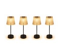 Lampe d'extérieur Lampe solaire Lampe de table LED Lampe de jardin Cristal fumé. Plastique noir, accu IP44, 3000K blanc chaud, H 29 cm, 4er Set