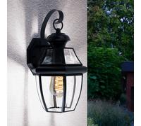 Lampe d'extérieur lanterne noire applique murale, lampe avec abat-jour en verre résistant aux intempéries, acier alu, 1x E27, LxlxH 21x19,7x35,9 cm