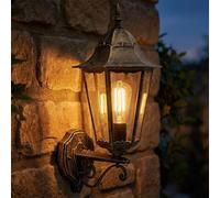 Lampe d'extérieur Applique murale d'extérieur E27 Lampe de terrasse Lanterne d'extérieur bronze, aluminium moulé sous pression, 1x E27, LxH 28,5x53 cm