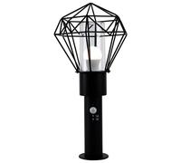 Eclairage extérieur Lampadaire Lampe colonne d'extérieur avec détecteur de mouvement Lampadaire de jardin Détecteur de mouvement extérieur, grille losange noire, 1x E27, LxlxH 22,5x25,5x50 cm