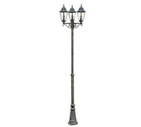 Lampe d'extérieur LED Candélabre Filament Lampadaire Alu bronze Lampadaire extérieur Lanterne rétro, verre clair, 3x 4W 320Lm blanc chaud, LxlxH 58x55x220 cm