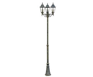 Lampe d'extérieur LED Candélabre Filament Lampadaire Alu bronze Lampadaire extérieur Lanterne rétro, verre clair, 3x 4W 320Lm blanc chaud, LxlxH 58x55x220 cm