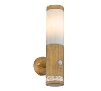 Lampe d'extérieur LED détecteur de mouvement en acier inoxydable avec détecteur de mouvement Lampe murale d'extérieur en acier inoxydable, aspect bois avec LED décorative, 1x E27 LED blanc chaud, LxH