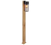 Lampe d'extérieur LED Lampadaire Lampe de jardin, lampe de chemin moderne, aspect bois, lampe de terrasse, maison de campagne, verre inox, noir, 1x E27 LED blanc chaud, LxlxH 9x14,5x100 cm