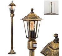 Lampe d'extérieur Loria, avec détecteur de mouvement en métal/verre doré/brun/clair, lampe d'extérieur à l'aspect antique, 107 cm, lampe de jardin, éclairage de jardin IP44, 1 x E27, sans ampoule