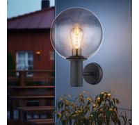 Lampe D'Extérieur Luminaire de Façade Murale Boule Verre Fumée Balcon Jardin