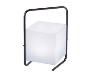 Lampe d'extérieur noire lampe de table LED télécommande, RGB changement de couleur cube blanc IP44, 1x LED 1W 50lm blanc chaud, LxPxH 17,6x17,6x29 cm