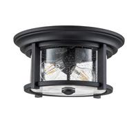 Lampe D'Extérieur Plafonnier Rond D: 33 Cm 2X E27 IP44 Noir Métal Verre Vintage