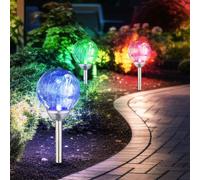 Lampe D'Extérieur Pointe Solaire Balcon Déco Ampoule à Enficher Glas RGB LED 3x