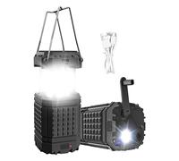 Lampe d'extérieur pour camping | À suspendre avec manivelle | Lampe solaire de camping à chargement USB - pour cour, jardin, cour, terrasse, randonnée, escalade, plage, barbecue, réparation de voiture