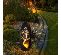 Lampe solaire, lampe décorative, lumière extérieure, lampe solaire à brancher, lampe de jardin, solaire, verre métallique, 1x flamme, 1x motif arbre, ampoules LED, lot de 2