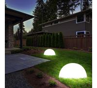 Lampe solaire hémisphère boule lumineuse solaire extérieur décoration jardin hémisphère, blanc, ampoules LED, D 20 cm, lot de 2