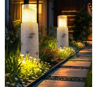 Lampe D'Extérieur Solaire de Table LED Jardin Optique Bois Balcon 2er Set