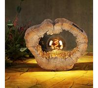 Lampe solaire d'extérieur jardin lampe solaire LED lampe solaire d'extérieur décoration de jardin arbre disque aspect bois marron, plastique, 1x LED blanc chaud, LxPxH 30,5x8,5x25,5 cm