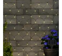 Lampe d'extérieur solaire guirlande lumineuse LED filet lumineux de terrasse, batterie rechargeable, résistant aux intempéries, noir, 100x LED 3000K blanc chaud, Lxl 110x90 cm