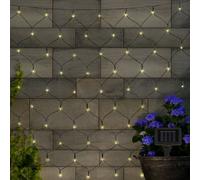 Lampe d'extérieur solaire guirlande lumineuse LED filet lumineux de terrasse, batterie rechargeable, résistant aux intempéries, noir, 100x LED 3000K blanc chaud, Lxl 110x90 cm