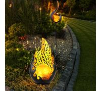 Lampe D'Extérieur Solaire Jardin LED Pointe Décorative or Noir 2er Set