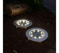 2x lampe d'extérieur solaire spot lampe en acier inoxydable étanche chemin EXTÉRIEUR éclairage jardin terrasse pelouse allée sol pique lampadaire