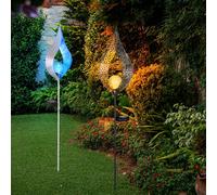 Lampe D'extérieur Solaire LED Flamme En Verre Craquelé Boule Ensemble De 2