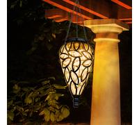 Lampe solaire décoration de jardin suspension lampe d'extérieur lampe solaire LED suspendue, en forme de goutte, métal noir, plastique transparent, 16x LED, DxH 13,5x 50 cm