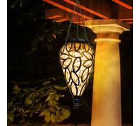 Lampe solaire décoration de jardin suspension lampe d'extérieur lampe solaire LED suspendue, en forme de goutte, métal noir, plastique transparent, 16x LED, DxH 13,5x 50 cm