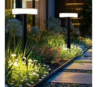 Lampe d'allée de jardin, éclairage extérieur, lampe enfichable, piquet de terre, batterie, plastique, opale noire, 1x LED, DxH 15,3x56,1 cm, lot de 2