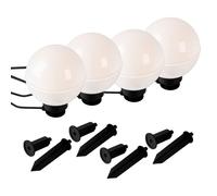 Lampe d'extérieur sphérique Lampe enfichable E27 Lampe sphérique Piquet de terre Décoration de jardin, blanc, câble de 5m, douille E27, DxH 20x51 cm, set de 4 pièces