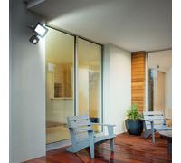 Applique murale lampe d'extérieur Spot mural lampe de jardin pivotant avec détecteur de mouvement, verre aluminium, noir clair, 1x LED 1x 10 watt 750 lm, LxHxP 9x12x13 cm