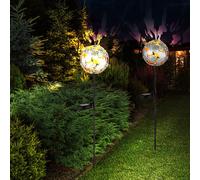 Lampe D'Extérieur Spots à Encastrer Solaire Argent Pointe LED Feuilles D'Érable