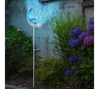 LED solaire extérieur enfichable piquet lampe effet flamme argent jardin boule de verre bleu cour lumière décorative