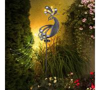 Lampe solaire de prise de jardin de prise solaire pour la conception extérieure de paon de décoration de jardin, plastique en métal, LED 3000K, LxWxH 17.5x4.5x88 cm