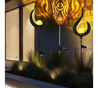 Ensemble de 3 lampes solaires à LED jardin extérieur éclairage de décoration Plug Lamps Flames Moon