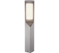 Lampe d'extérieur sur pied en acier inoxydable lampadaire lampe de jardin argentée éclairage de chemin, finition satinée, LED 11W 720Lm blanc chaud, LxPxH 8x8x60 cm