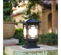 Lampe D'Extérieur Traditionnelle À Énergie Solaire, Avec Pot de Lumière À Intensité Variable, Télécommande, 3 Sources Lumineuses, Lanterne Pilier Réglable, Éclairage Extérieur Décoratif Vintage/Brun/2