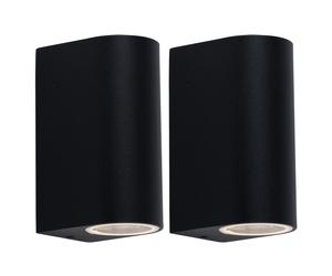 Lampe d'extérieur Up & Down noire applique de façade applique murale en aluminium LED éclairage extérieur maison, 2x 5W 2x400lm 3000K, LxH 6,5x14,5 cm, lot de 2