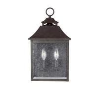 Lampe D'Extérieur Verre Inox IP44 Hauteur : 43,2 CM Noir 2x E14 Rustique Murale
