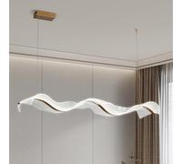 Lampe d'île de cuisine, lampe de table LED avec télécommande Wave Gold chambre à coucher pendentif lampe à manger réglable plafonnier salle de suspension (L100cm)